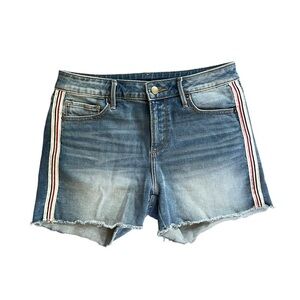 Aqua Denim Jean Shorts With Red White & Blue Side Detail Sz 26